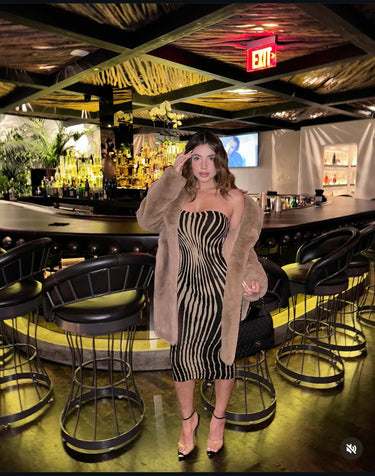 Black & Gold Strapless Bodycon Dress